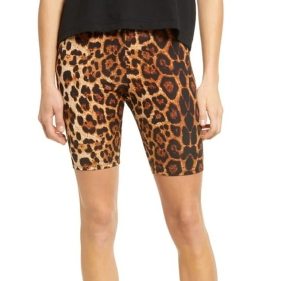 EVCR High Waist Leopard Print  Bike Shorts - Picture 1 of 5